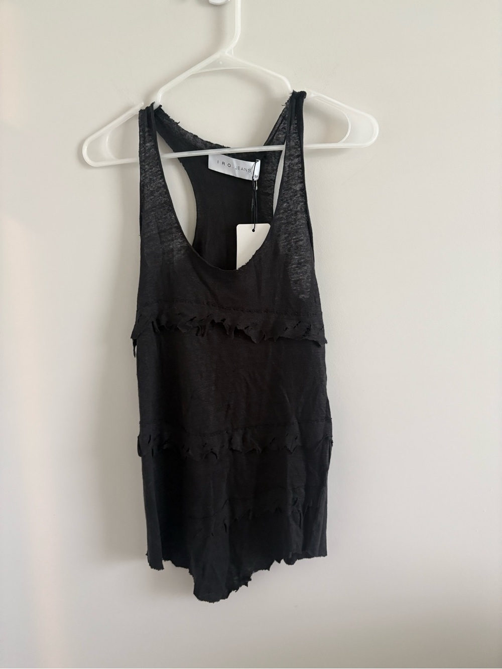 IRO jeans Black Distressed Racerback Tank Top XS